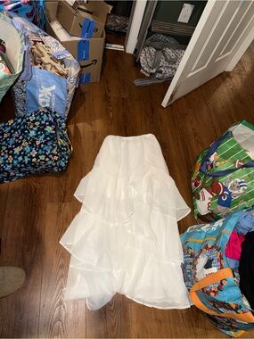 Adore Me White Tiered High-Low Ruffle Skirt